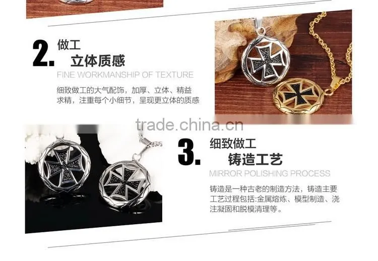 Circle the cross pendant Men's titanium steel casting necklace gold silver color promotion gift