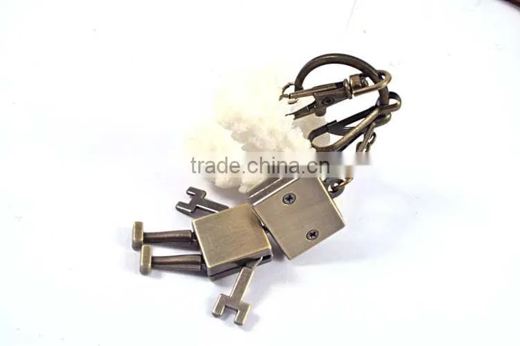 2016 factory fashion gift customized Metal robot keychain
