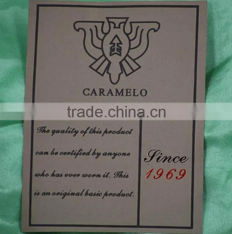 Made in china First Grade screen printed coat size label