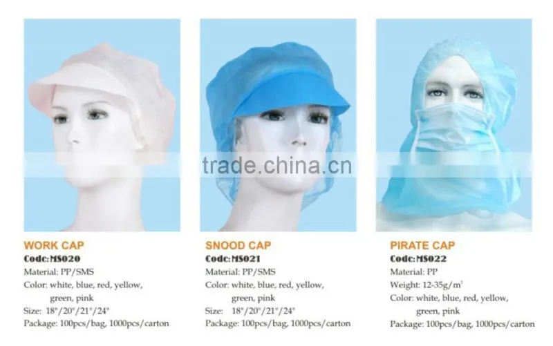 Disposable medical level hospital use Non-woven Bouffant Cap Nurse Cap
