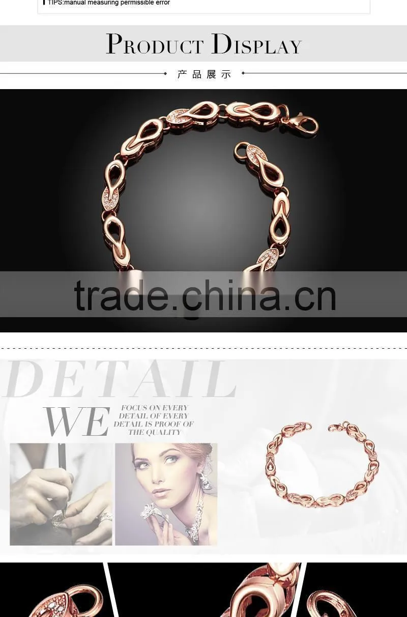 Exquisite fashion 18k rose gold jewellery bracelet hand chain for men