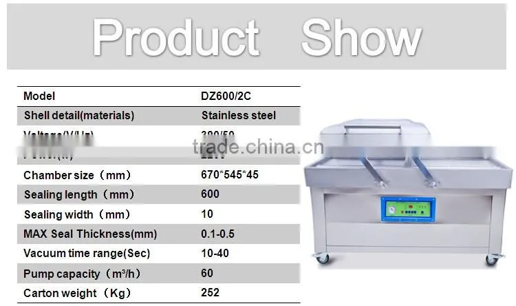 Food vacuum sealer machine DZ600/2C double vacuum chamber