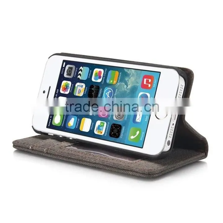 Caseme Jean series waterproof woven fabrics case for iphone SE/5/5S With inner card slot holder wallet flip case for iphone se