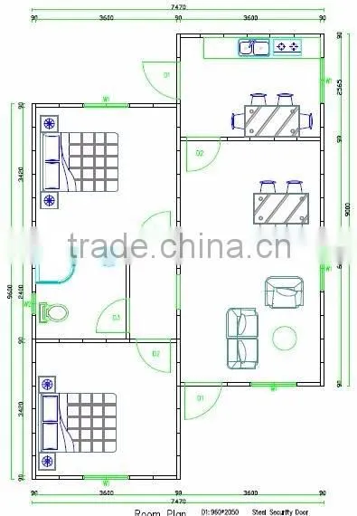 Fireproof and earthquake proof SABS and SGS Prefab Home Kits with foamed cement board