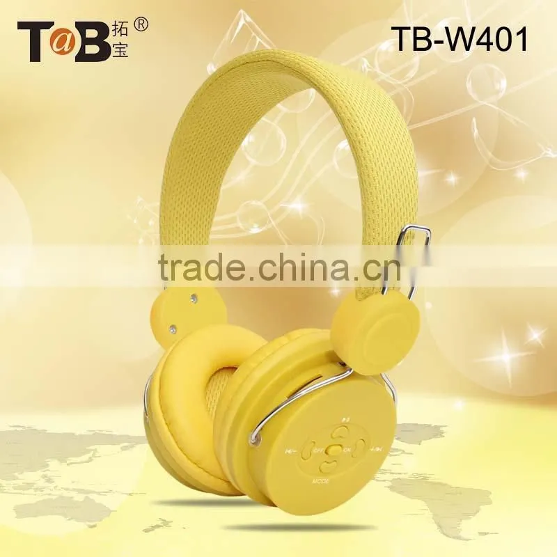 Wireless cute headphone high quality headphone with fm radio memory card function from China factory