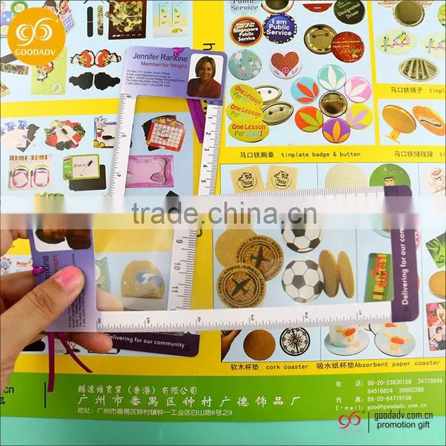 PVC bookmark with ribbon , and with magnifier , with ruller