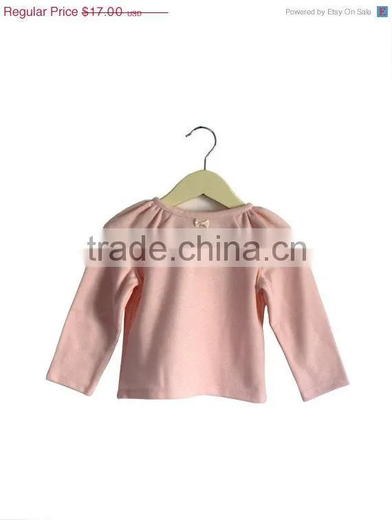 Folded Sleeves Girls Peachy Long Sleeves Cotton Shirt &Children Clothing