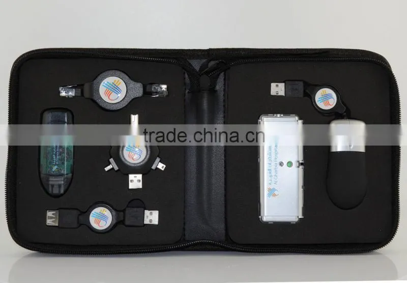Usb travel kit carrier usb kit with wall charger/car charger/2200mah power bank /adpaters