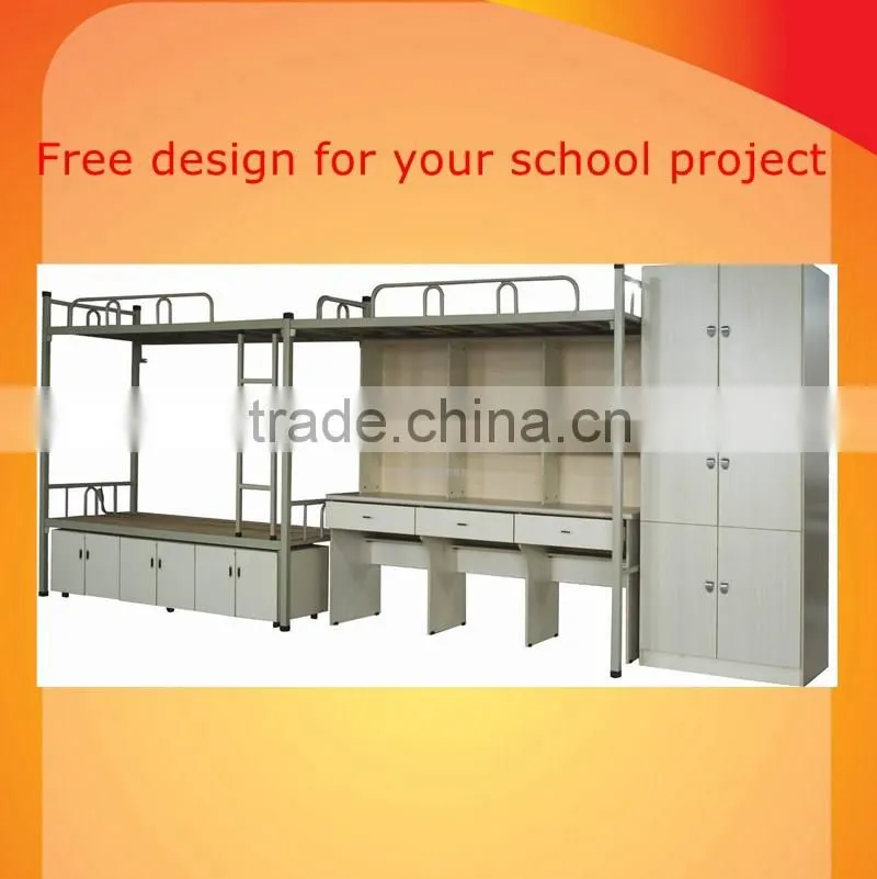 custom school wrought iron bed with computer desk and cabinet