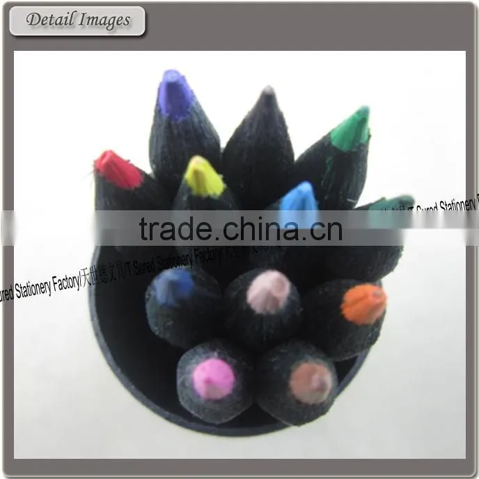 3.5 Inches 12PCS Black Wood Color Pencils with Sharpener