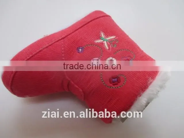 Wholesale Soft dot Sole cordury baby fabric shoes breathable winter fur baby girl Boots