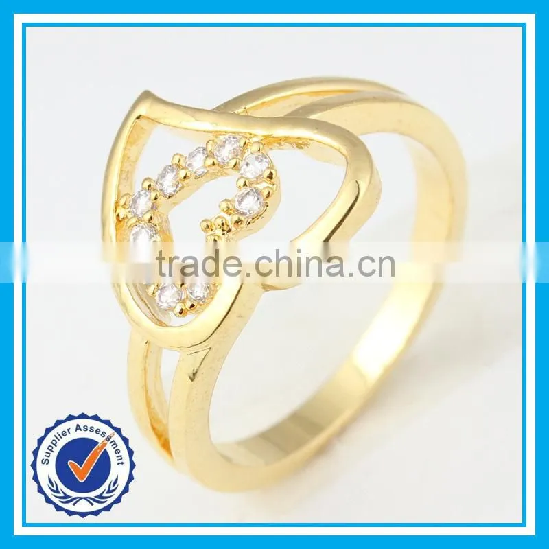 Factory direct sale plated gold zircon heart-shaped metal rings