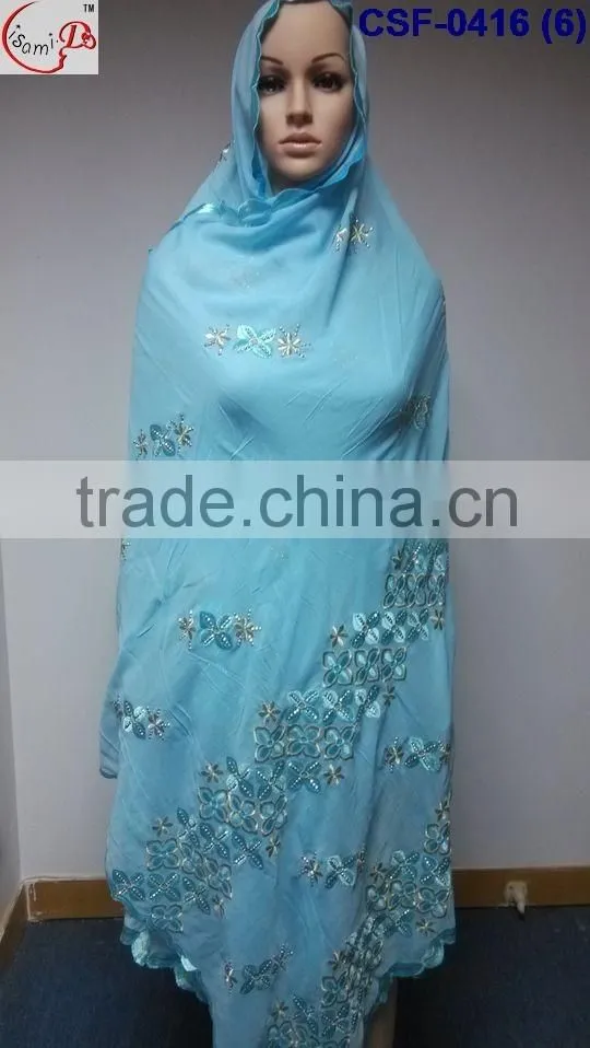 SCF-0416 High popular hot fashion ladies scarf with fancy design good quality for African women wedding party decoration