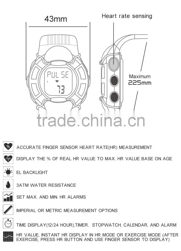 KYTO factory outlet finger touch heart rate monitor watch