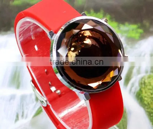 2014 new LED fashion crystal glass electronic 30ATM silicon watch(WJ-2386)