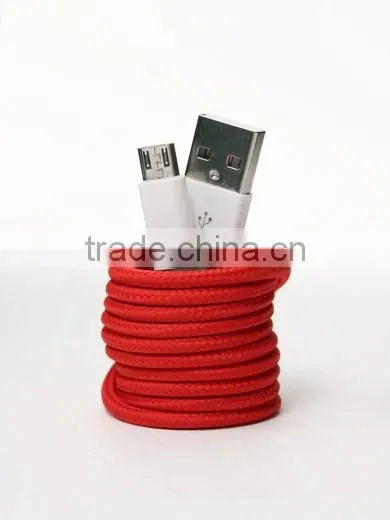 Promotional !!! Newest Stylish Colorful Braided Micro USB Cable for HTC Motorola Blackberry Mobile Phones