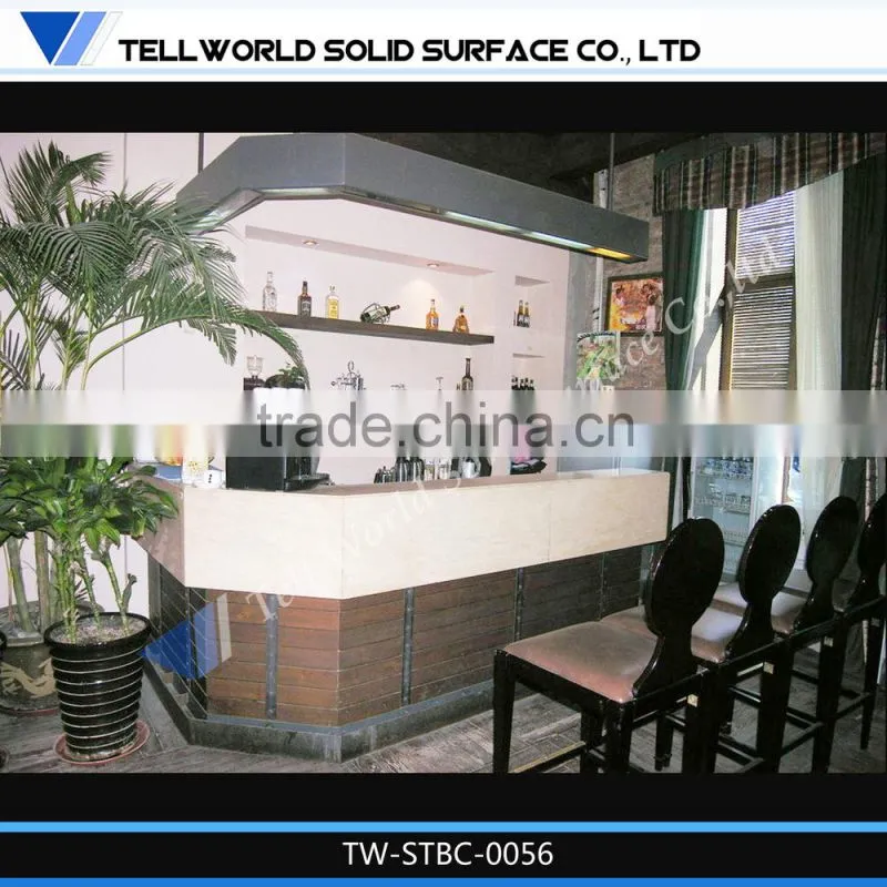 2014 TW modern small beauty artificial marble bar counter design for restaurant