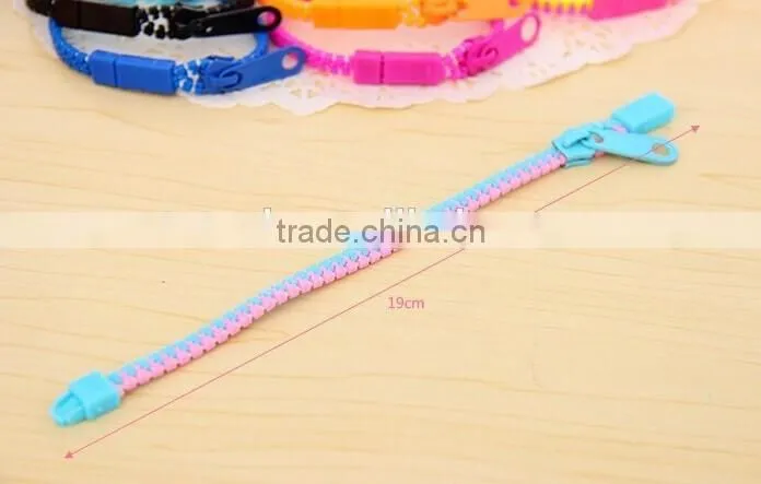 trendy rainbow color zipper bracelet Fluorescent neon bracelet