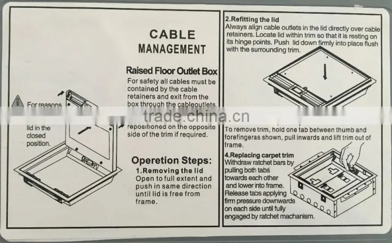 Electrical Floor Box/Floor Outlet Box/under floor service box with 13A SWITCHED SOCKET PLATES