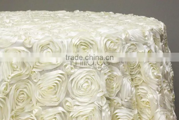 132" Round Table Cloth Wedding Rosette Table Cloth