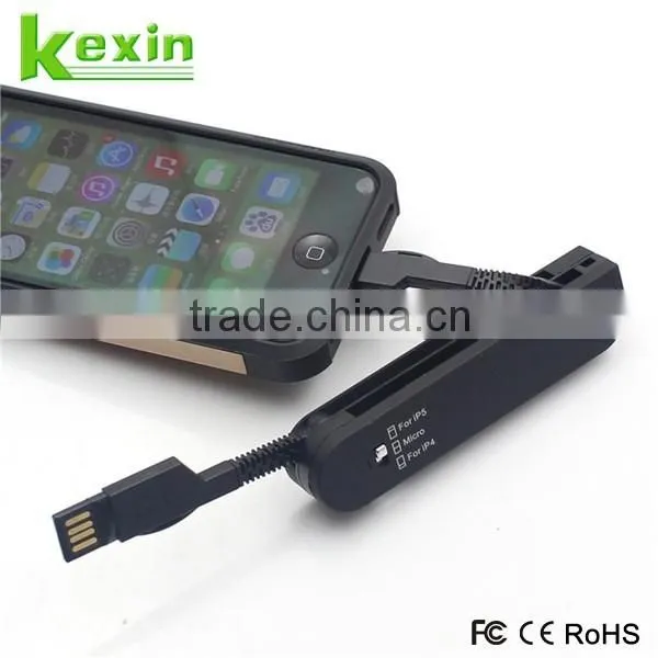 Portable Design Swiss Knife 3in1 USB Data Cable with Switch for SmartPhone Charging