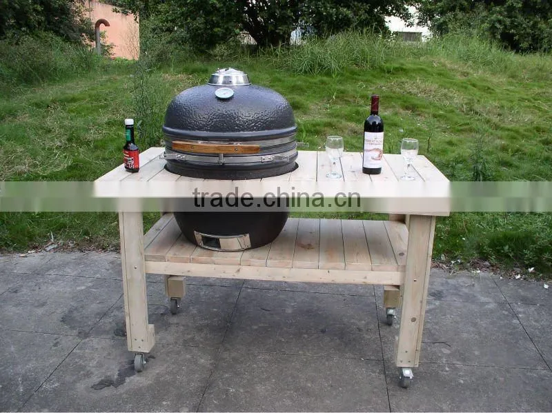 Wooden table cart for built-in bbq