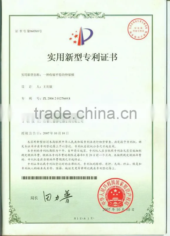 Portable & foldable aluminum telescopic ladder 3.8m (12'5 ft) EN131 certificated