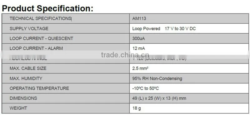 AM113 addressable fire alarm system for Micro Output Module/ Loop Sounder