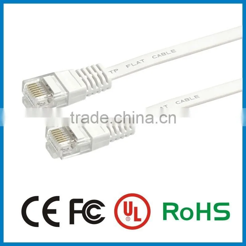 Shenzhen high quality 4p 32awg 7/0.08 copper wire cat5e utp flat cable with rj45 connector