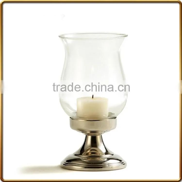 Cold Rolled Steel Hurricane Candle Holder With Clear Glass And Nickel Plated finishing