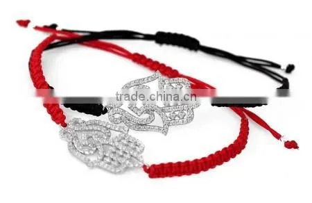 2014 New Design Unique Sterling Silver Infinity Bracelet Silver Handmade Infinity Bracelet With Color Cord