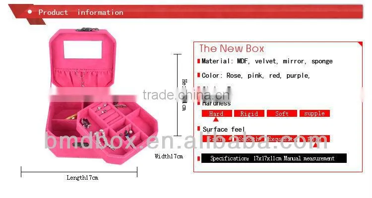 Octagonal Shape Exquisite Flocking Cheap Jewellry Box