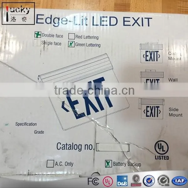 Wall mount acrylic led edge sign lit with EXIT plexiglass led lighting billboard