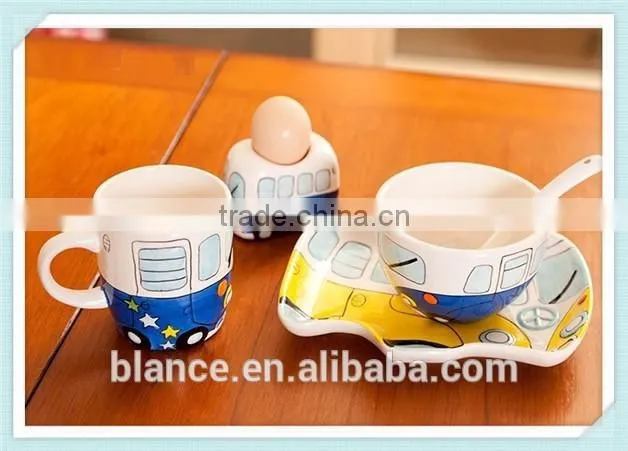 Camper Van VW design dinner set ceramic bus shape salt and pepper sets