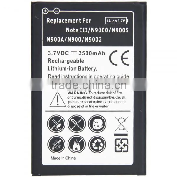 3.7V 3500mAh Replacement Battery for Samsung Note 3 N900A 9005 N9002 N900 N9000 Battery Black