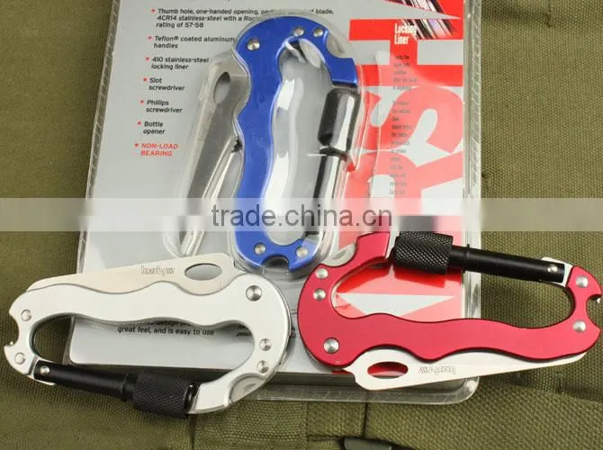 OEM outdoor stainless steel multi Carabiner hook for mountain climbing multi knife UDTEK01914