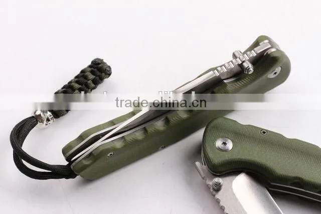 OEM D2 high speed steel blade with army green G10 handle knife