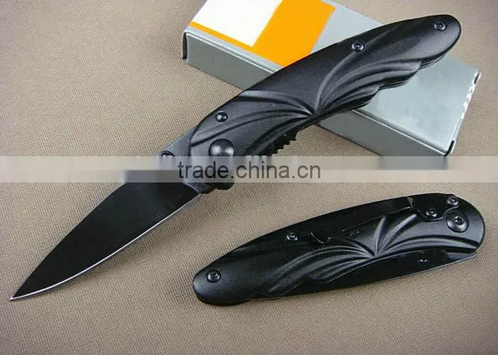 OEM 440 stainless steel hunting knife black blade knife