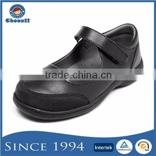 Fitkids Bulk Wholesale Pure Black Strap Leather Children School Shoes