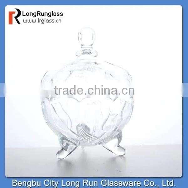 LongRun personalized rose bud design tripod glass candy dish