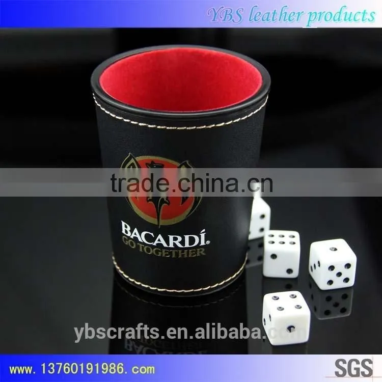 Custom Leather Dice Cup with Printed Logo