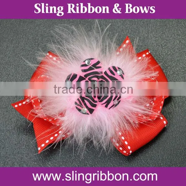 Stitched Grosgrain Ribbon With Polka Dots Printed