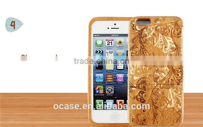 Graceful Flower Wood Engraving Case Protective Case for Iphone 5/5s/6/6s