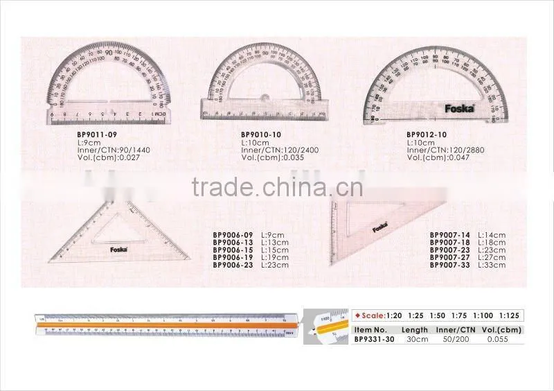 Hot Sale 30X3.6CM Shatter Resistant Straight Ruler/flexible ruler