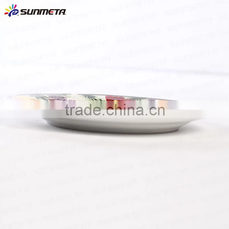 Sunmeta 8" flower rim sublimation ceramic plates for customs photos in china