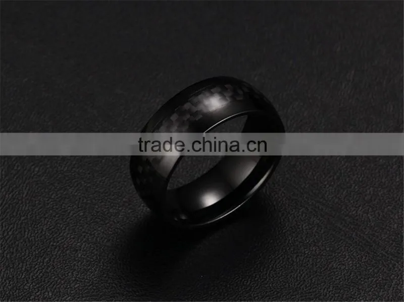 R-127 8mm Genuine Titanium men's ring Carbon fiber rings/ carbon fiber steel ring