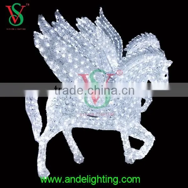 2016 new acrylic waterproof Pegasus flying white winged horse led light with wings for outdoor decorations