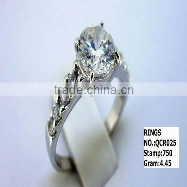 925 sterling silver ring with quality cz rhodium plating QCR021