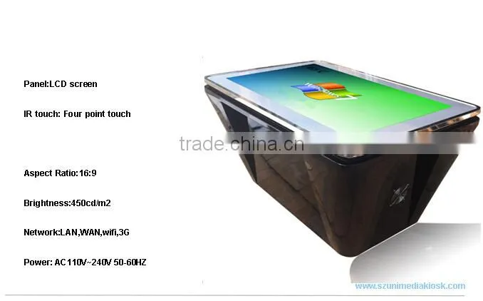 Wifi water-proofed 65 inch LCD touch screen interactive table kiosk