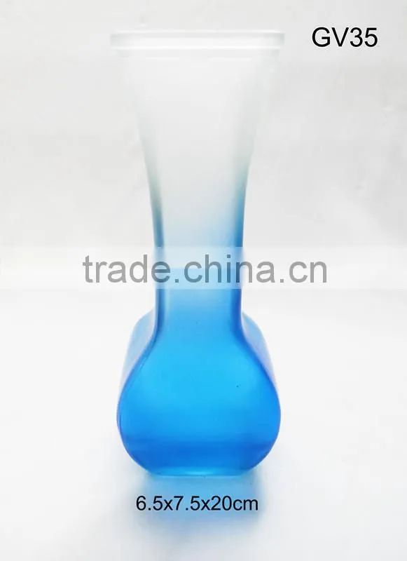 blue frosted glass martini glass vase for centerpiece